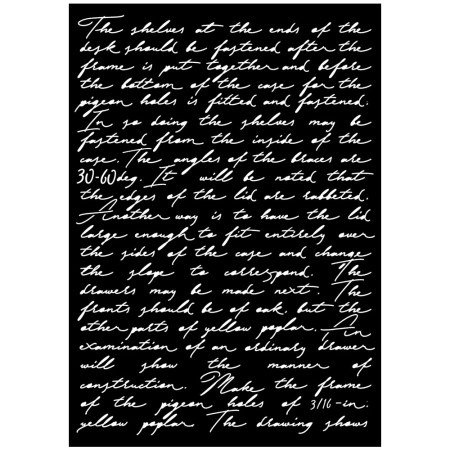 Μεγάλο στένσιλ Α3 της Stamperia με σχέδιο γραφής σε καλλιγραφική γραμματοσειρά