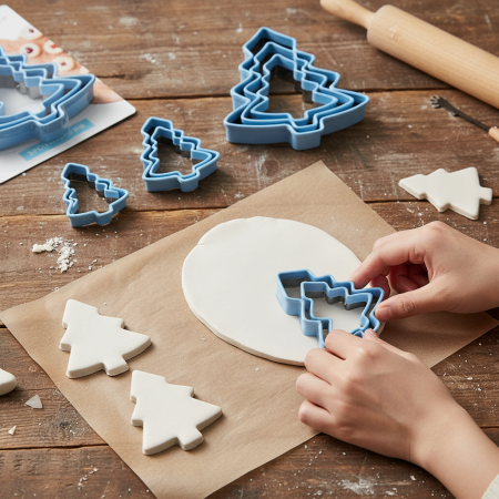 Σετ 3 κουπ πατ Brightland σε σχήμα χριστουγεννιάτικου δέντρου, μπλε χρώματος, σε συσκευασία