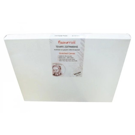 Καμβάς ζωγραφικής Buonarroti 50x60cm Box, λευκός, τεντωμένος, κατάλληλος για λάδι και ακρυλικό, με ενισχυμένο πλαίσιο.