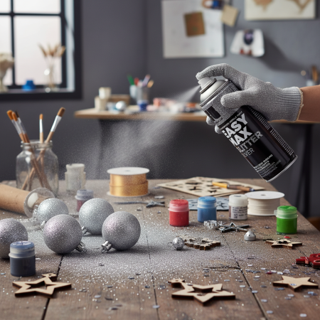 Ασημί σπρέι βερνίκι Cosmos Lac Easy Max Glitter 400ml για λάμψη σε διακοσμητικά έργα.