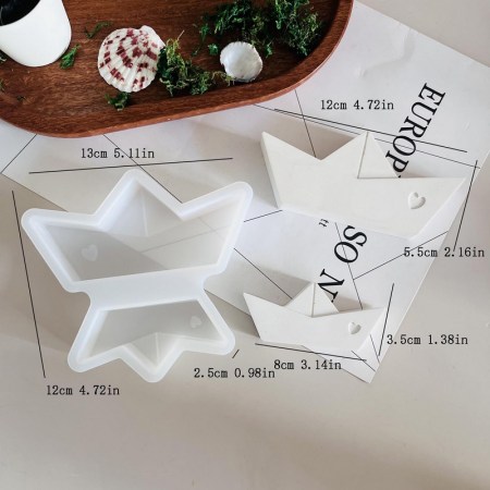  Διπλό Καραβάκι Καλούπι Σιλικόνης 13x12cm για Ρητίνη, Κερί & Σοκολάτα