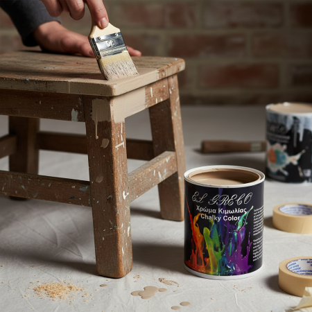 Δοχείο με χρώμα κιμωλίας El Greco Chalky Color με πολύχρωμες πιτσιλιές