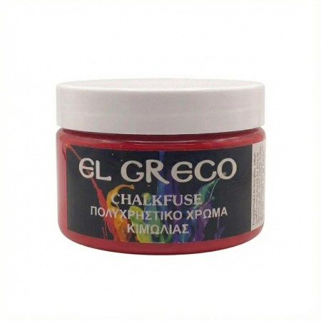 Κόκκινο χρώμα κιμωλίας El Greco Chalkfuse σε πλαστικό δοχείο με λευκό καπάκι.