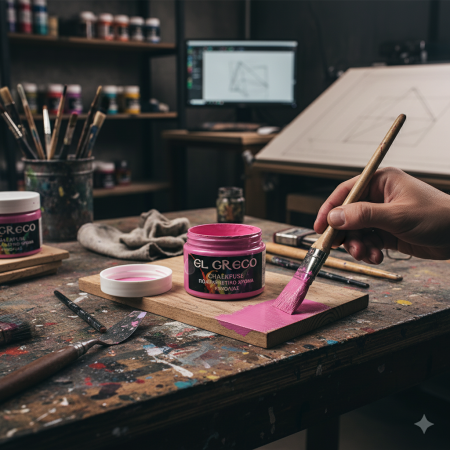 Μπουκάλι 110ml από ροζ πολυχρηστικό χρώμα κιμωλίας Chalk Fuse με μαύρη ετικέτα