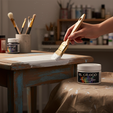 Δοχείο El Greco Chalkfuse πολυρηστικό χρώμα κιμωλίας, λευκό τιτάνιο 110ml, με λευκό καπάκι