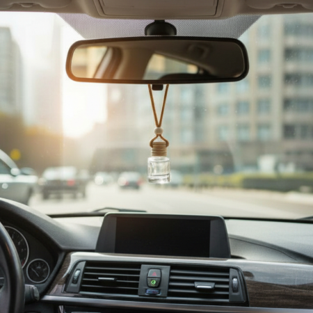 Φιάλη Αρωματικού αυτοκινήτου στρογγυλή 3x5cm 10ml με ξύλινο πώμα και κορδόνι