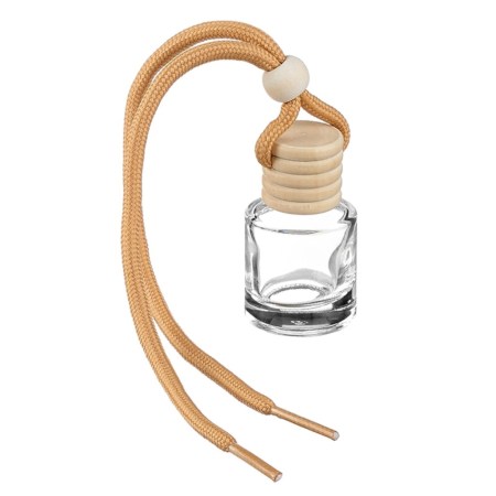 Φιάλη Αρωματικού αυτοκινήτου στρογγυλή 3x5cm 10ml με ξύλινο πώμα και κορδόνι