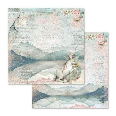 Χαρτι Scrapbooking  Διπλής Όψεως Νεράιδα με μονόκερο 30.5x30.5cm  Stamperia