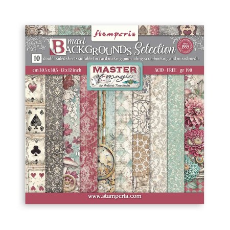 Σετ 10 Χαρτιά Scrapbooking Maxi Background Master of Magic 31x31x0.6cm 190gr Stamperia