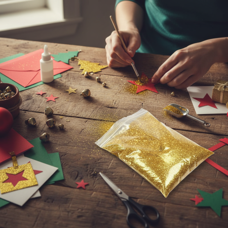 Μεγάλη συσκευασία 1kg Χρυσό Ανοικτό glitter για χειροτεχνίες και διακόσμηση.