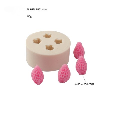 Καλούπι σιλικόνης φράουλες 5x5cm για πηλό, σκόνη πορσελάνης, ρητίνη, σαπούνι και Wax Melts.