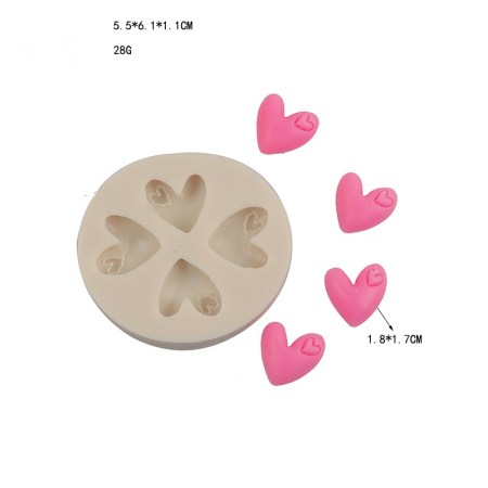 Καλούπι σιλικόνης καρδούλες 6.1x5.5cm για πηλό, σκόνη πορσελάνης, ρητίνη, σαπούνι και Wax Melts.