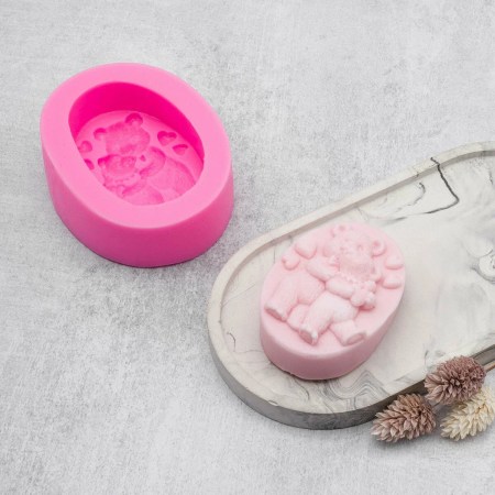 Καλούπι σιλικόνης 11.6x6.5x1.2cm αρκουδάκια αγκαλιά για σκόνη πορσελάνης, πηλό, ρητίνη και Wax Melts.