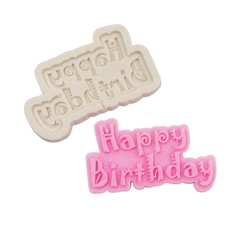 Καλούπι σιλικόνης Happy Birthday 11x6.2cm για πηλό, σκόνη πορσελάνης, ρητίνη, σαπούνι και Wax Melts.