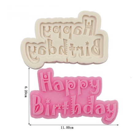 Καλούπι σιλικόνης Happy Birthday 11x6.2cm για πηλό, σκόνη πορσελάνης, ρητίνη, σαπούνι και Wax Melts.