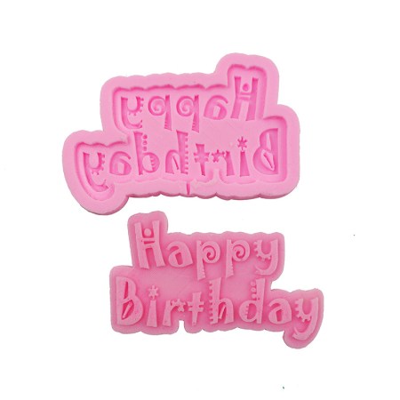 Καλούπι σιλικόνης Happy Birthday 11x6.2cm για πηλό, σκόνη πορσελάνης, ρητίνη, σαπούνι και Wax Melts.