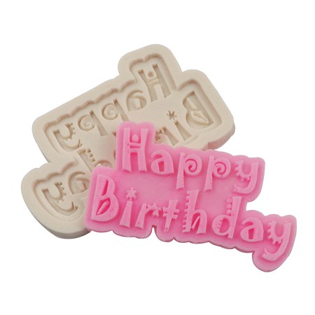 Καλούπι σιλικόνης Happy Birthday 11x6.2cm για πηλό, σκόνη πορσελάνης, ρητίνη, σαπούνι και Wax Melts.