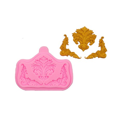 Καλούπι σιλικόνης baroque σχέδια γωνίες 13.2x10.2cm για πηλό, σκόνη πορσελάνης, ρητίνη και Wax Melts.