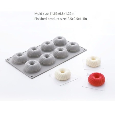 Καλούπι σιλικόνης donuts (ντόνατς) 29.7x17.25x2.8cm για πηλό, σκόνη πορσελάνης, ρητίνη, σαπούνι και Wax Melts.