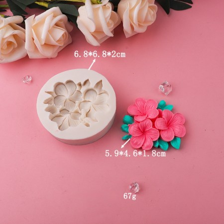 Καλούπι σιλικόνης 3 λουλουδάκια 6.8x6.8x2cm για πηλό, σκόνη πορσελάνης, ρητίνη, σαπούνι και Wax Melts.