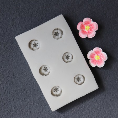 Καλούπι σιλικόνης 6 λουλουδάκια για πηλό, σκόνη πορσελάνης, ρητίνη, σαπούνι και Wax Melts.