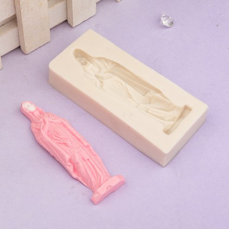 Καλούπι σιλικόνης 8.6x3.9cm αγαλματίδιο Παναγίας για σκόνη πορσελάνης, πηλό, ρητίνη και Wax Melts.