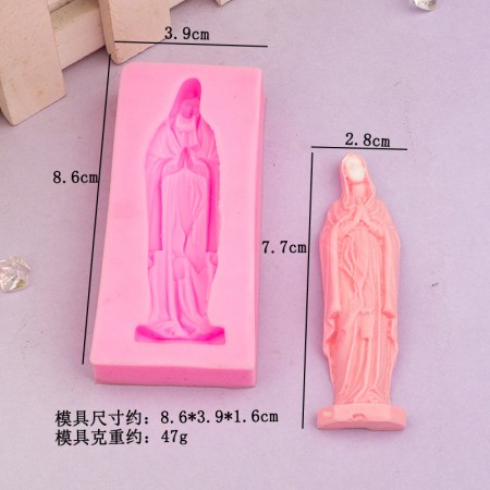 Καλούπι σιλικόνης 8.6x3.9cm αγαλματίδιο Παναγίας για σκόνη πορσελάνης, πηλό, ρητίνη και Wax Melts.