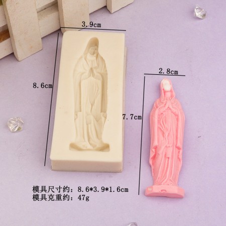 Καλούπι σιλικόνης 8.6x3.9cm αγαλματίδιο Παναγίας για σκόνη πορσελάνης, πηλό, ρητίνη και Wax Melts.