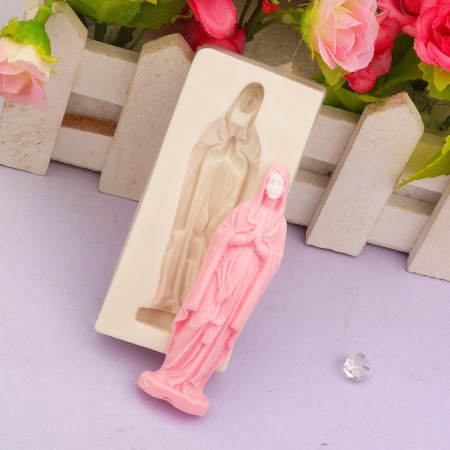 Καλούπι σιλικόνης 8.6x3.9cm αγαλματίδιο Παναγίας για σκόνη πορσελάνης, πηλό, ρητίνη και Wax Melts.