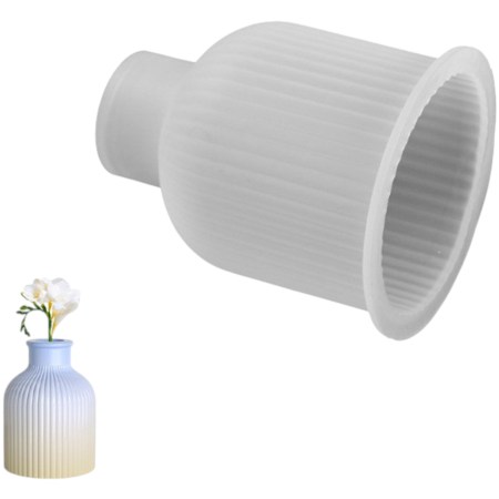 Καλούπι σιλικόνης βάζο ανθοδοχείο με ραβδώσεις 9.6x8.2cm για πηλό, σκόνη πορσελάνης, ρητίνη και Wax Melts.