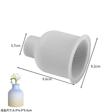 Καλούπι σιλικόνης βάζο ανθοδοχείο με ραβδώσεις 9.6x8.2cm για πηλό, σκόνη πορσελάνης, ρητίνη και Wax Melts.