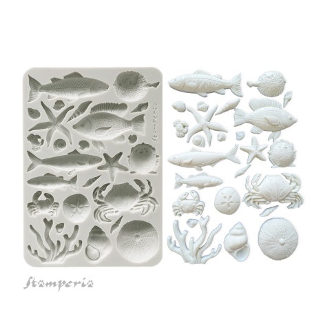 Καλούπι Σιλικόνης Silent Sea Shells and fish A5 - Stamperia
