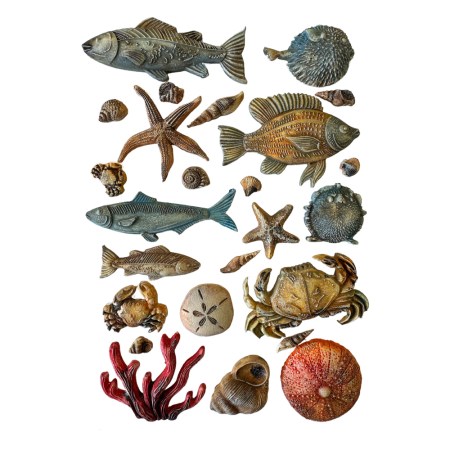 Καλούπι Σιλικόνης Silent Sea Shells and fish A5 - Stamperia