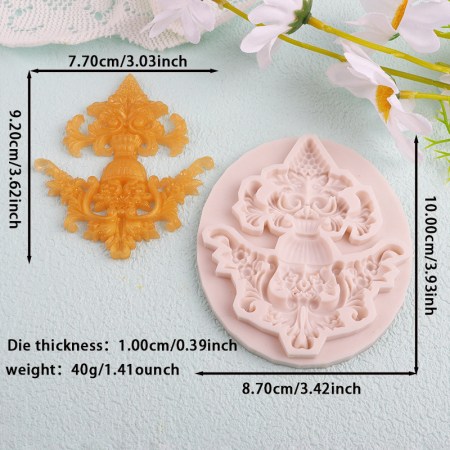 Καλούπι σιλικόνης baroque σχέδιο 10x8.7cm για πηλό, σκόνη πορσελάνης, ρητίνη και Wax Melts.