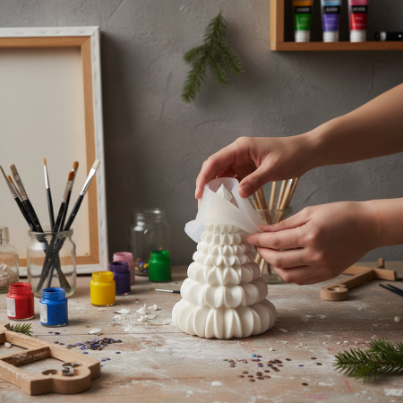 Καλούπι σιλικόνης χριστουγεννιάτικο δεντράκι 10.9x8.3cm για πηλό, σκόνη πορσελάνης, ρητίνη, σαπούνι και Wax Melts.