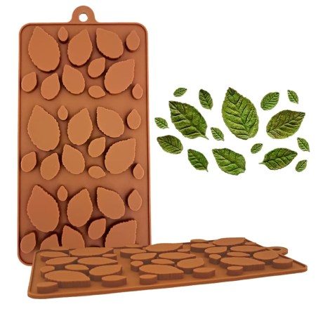 Καλούπι σιλικόνης φυλλαράκια 20.8x11.2x0.6cm για πηλό, σκόνη πορσελάνης, ρητίνη και Wax Melts.