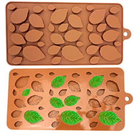 Καλούπι σιλικόνης φυλλαράκια 20.8x11.2x0.6cm για πηλό, σκόνη πορσελάνης, ρητίνη και Wax Melts.