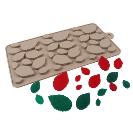 Καλούπι σιλικόνης φυλλαράκια 20.8x11.2x0.6cm για πηλό, σκόνη πορσελάνης, ρητίνη και Wax Melts.