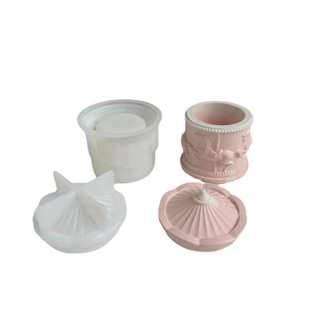 Καλούπι σιλικόνης  Καρουζέλ-δοχείο με καπάκι 9.6x6.8cm 