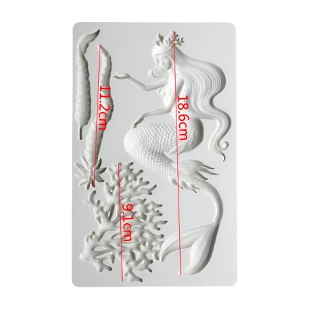 Καλούπι σιλικόνης Γοργόνα 20.4x12.7cm για πάστες μοντελισμού, σκόνη πορσελάνης, ρητίνη, Wax Melts και DIY χειροτεχνίες.