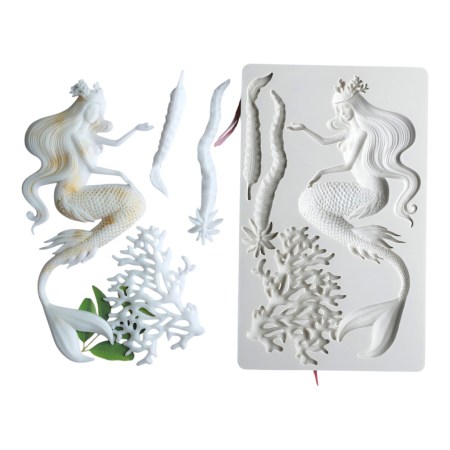 Καλούπι σιλικόνης Γοργόνα 20.4x12.7cm για πάστες μοντελισμού, σκόνη πορσελάνης, ρητίνη, Wax Melts και DIY χειροτεχνίες.