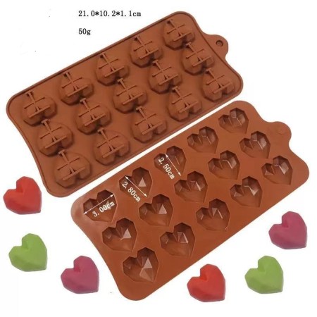 Καλούπι σιλικόνης καρδιές 21x11.2x1.2cm για πηλό, σκόνη πορσελάνης, ρητίνη, σαπούνι και Wax Melts.
