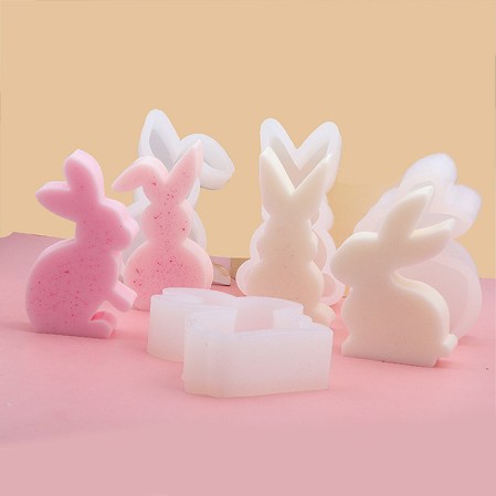 Καλούπι σιλικόνης σετ 4 κουνελάκια 12x8cm για πηλό, σκόνη πορσελάνης, ρητίνη, σαπούνι και Wax Melts.