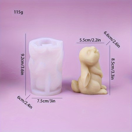 Καλούπι σιλικόνης κουνελάκι 9.2x7.5x6cm για πηλό, σκόνη πορσελάνης, ρητίνη, σαπούνι και Wax Melts.