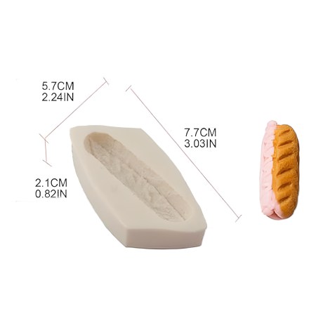 Καλούπι σιλικόνης μινιατούρα ψωμί 7.7x5.7x2.1cm για πηλό, σκόνη πορσελάνης, ρητίνη, σαπούνι και Wax Melts.