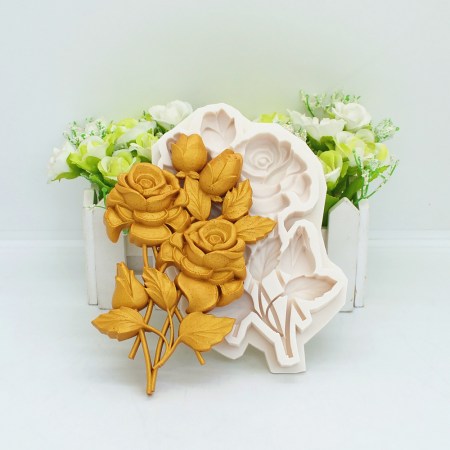 Καλούπι σιλικόνης μπουκέτο τριαντάφυλλα 14x9cm για πηλό