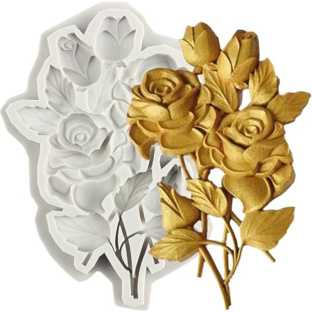 Καλούπι σιλικόνης μπουκέτο τριαντάφυλλα 14x9cm για πηλό