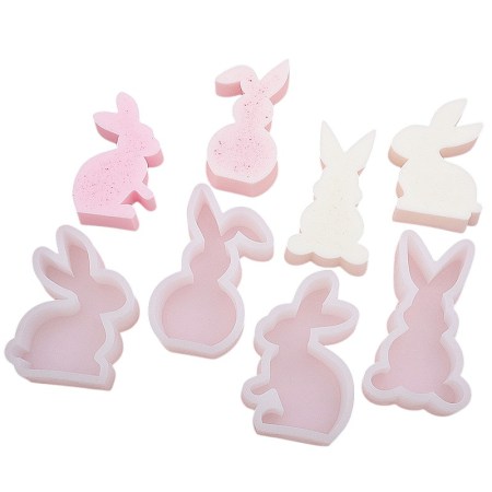 Καλούπι σιλικόνης σετ 4 κουνελάκια 12x8cm για πηλό, σκόνη πορσελάνης, ρητίνη, σαπούνι και Wax Melts.