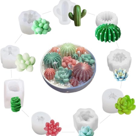 Καλούπι σιλικόνης σετ 9 παχύφυτα (succulents) για πηλό, σκόνη πορσελάνης, ρητίνη, σαπούνι και Wax Melts.