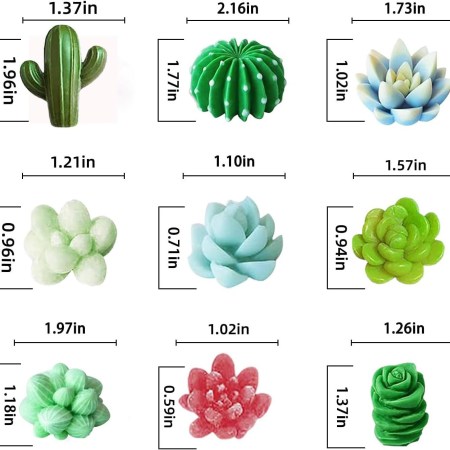 Καλούπι σιλικόνης σετ 9 παχύφυτα (succulents) για πηλό, σκόνη πορσελάνης, ρητίνη, σαπούνι και Wax Melts.